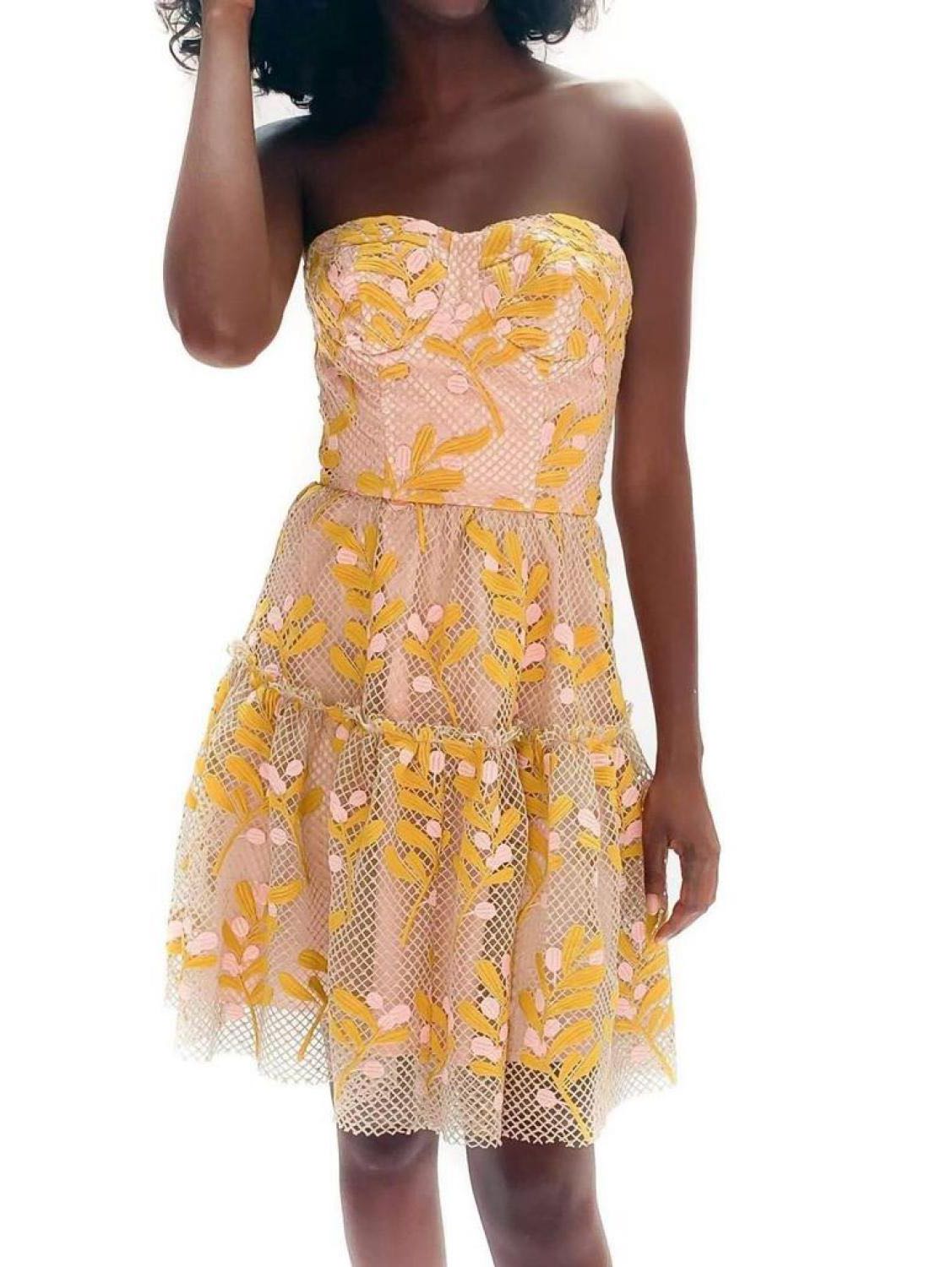 EVA FRANCO FLORAL LACE MINI DRESS