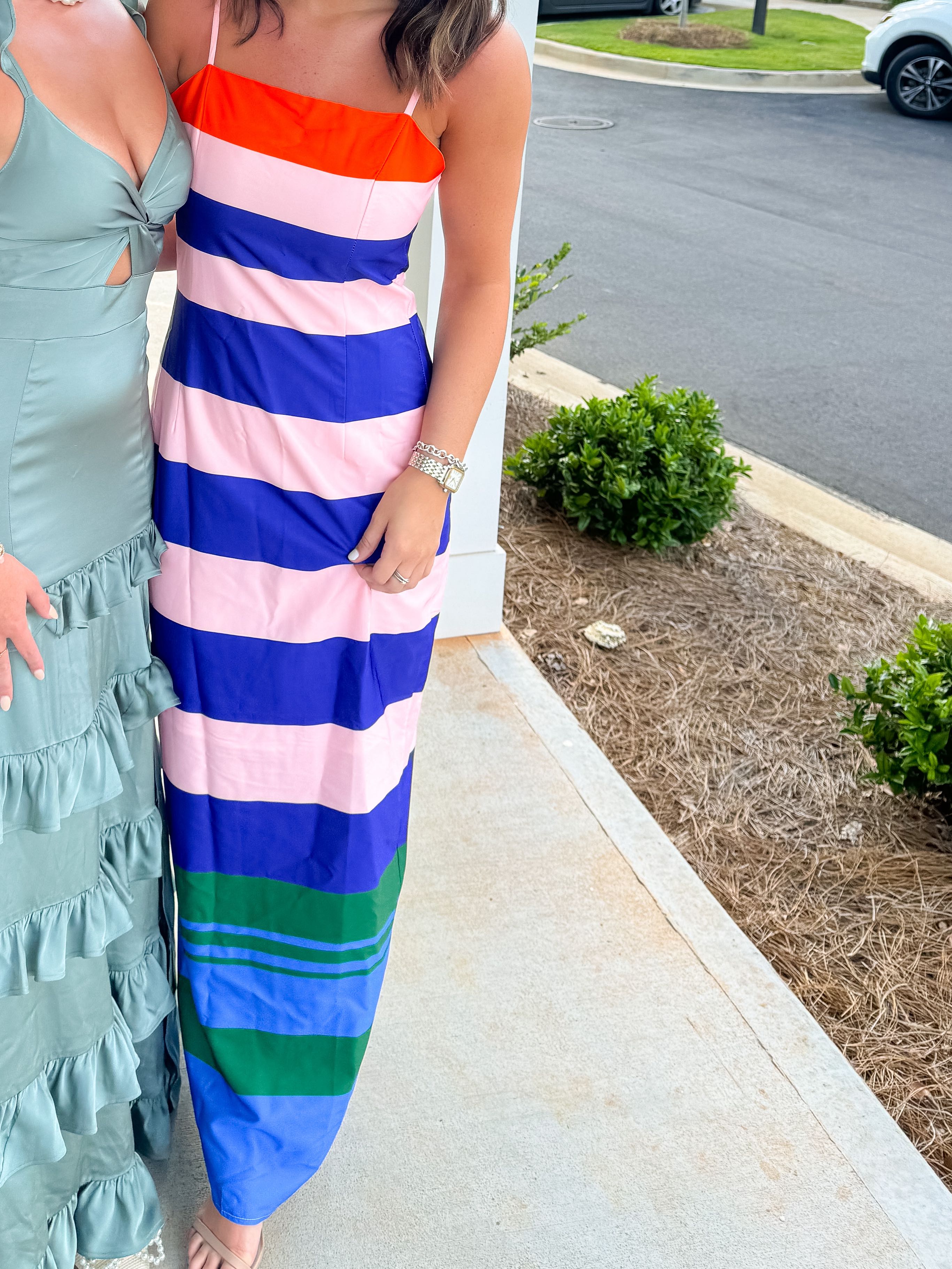 multi striped maxi dress