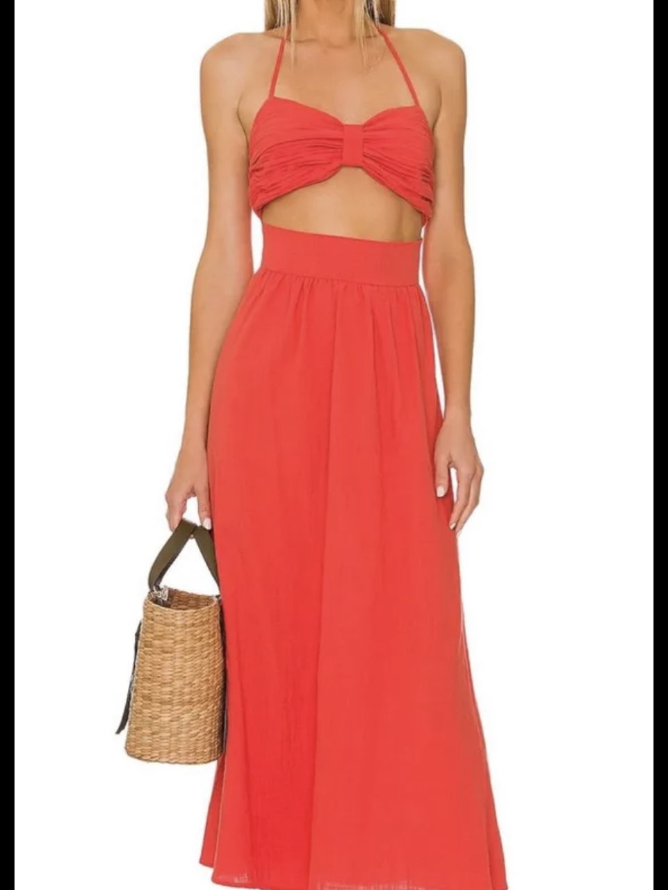Red Halter Cutout Maxi Dress