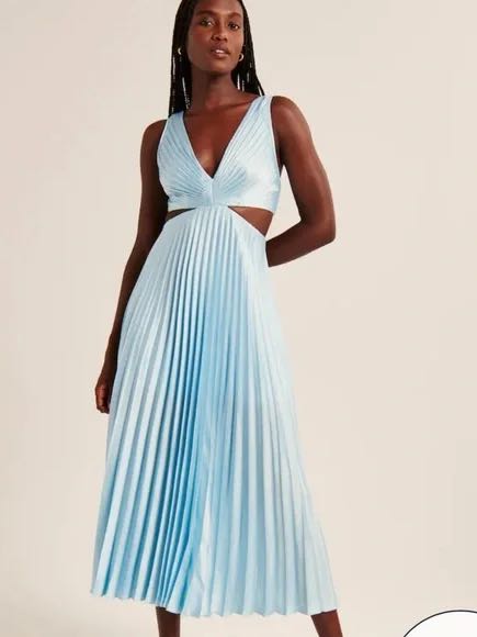 Blue Pleated Maxi
