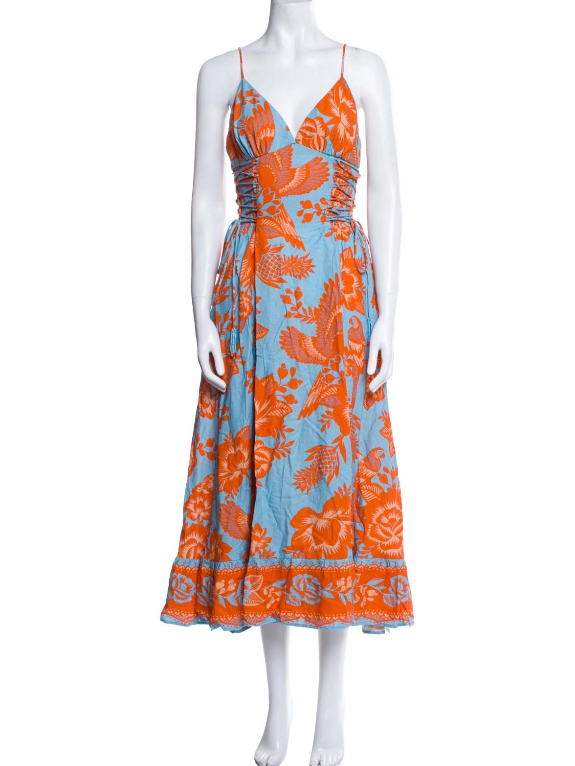 Floral Linen Blend Midi Dress