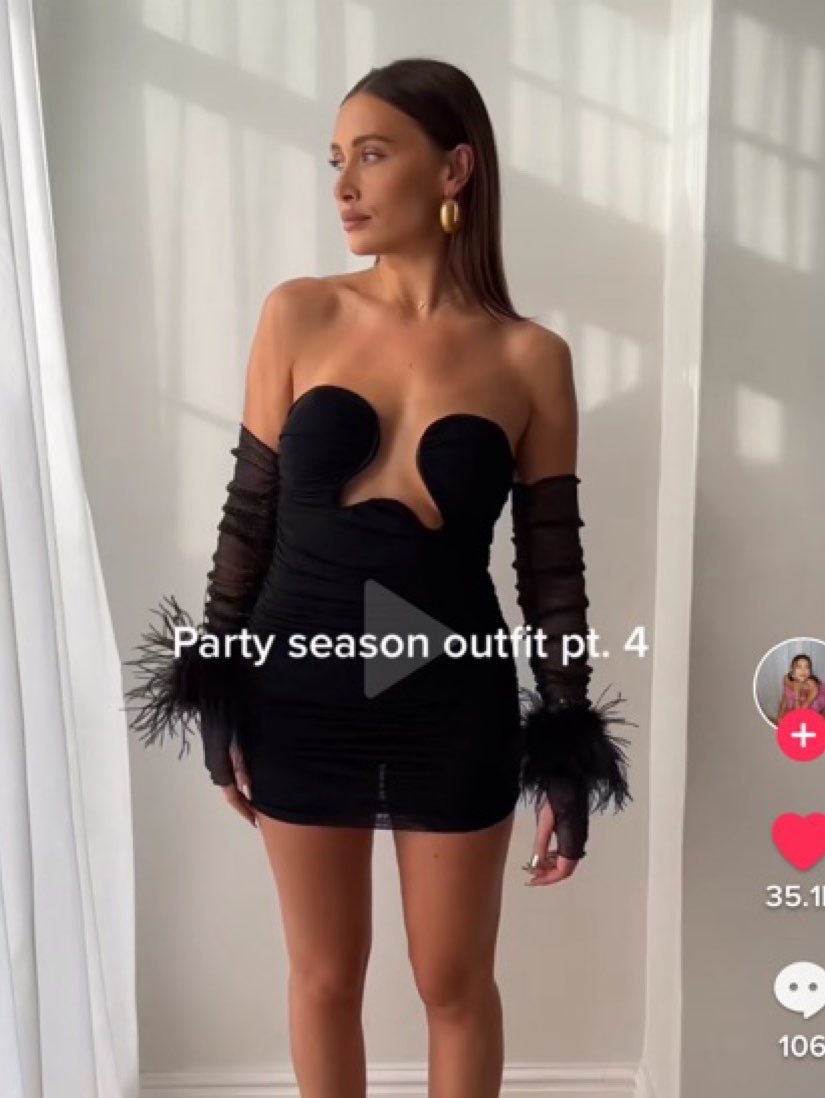 Black Cutout Strapless Mini Dress