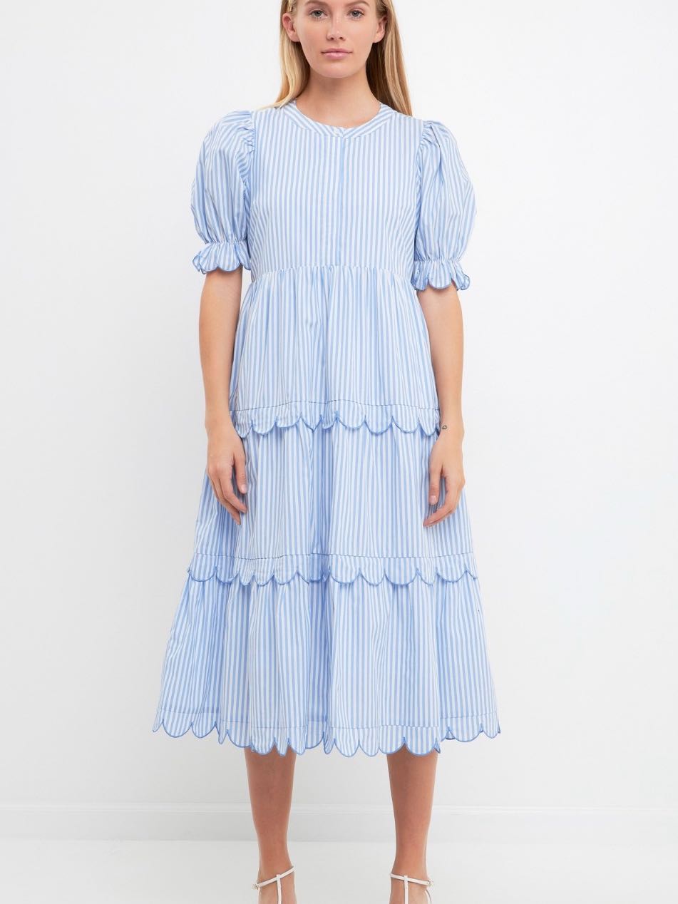 Blue and White Maxi Dress