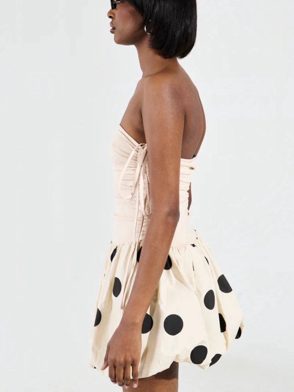 Polka Dot Strapless Bubble Mini Dress