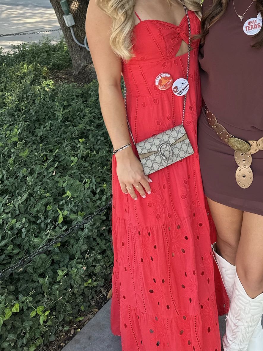 Karina Grimaldi Red Eyelet Maxi Dress