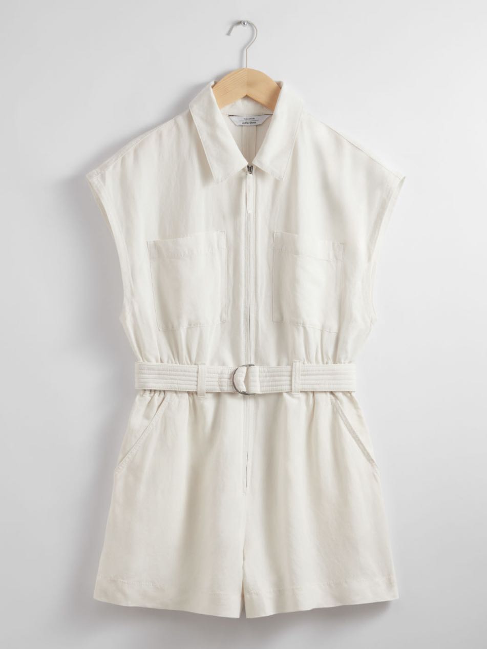 Utility Playsuit in White