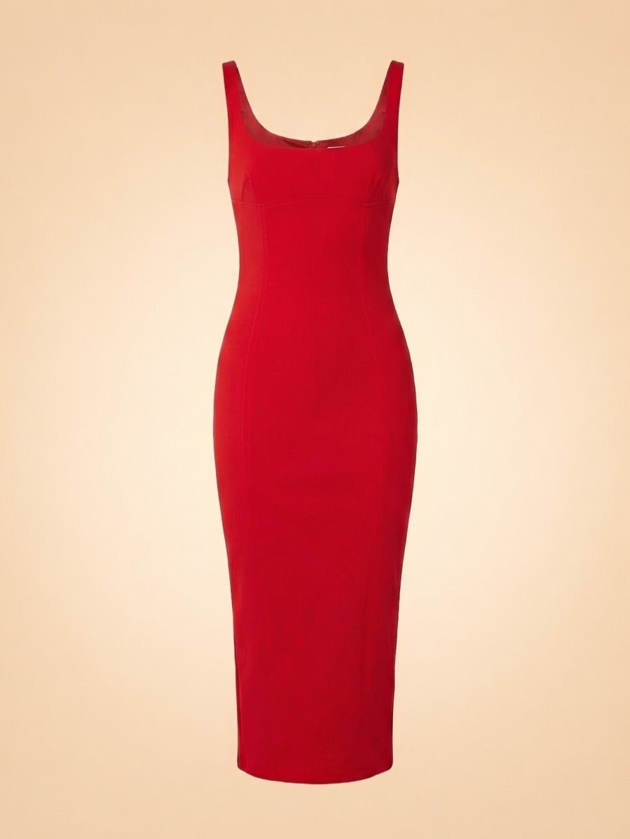 Red Bodycon Midi Dress