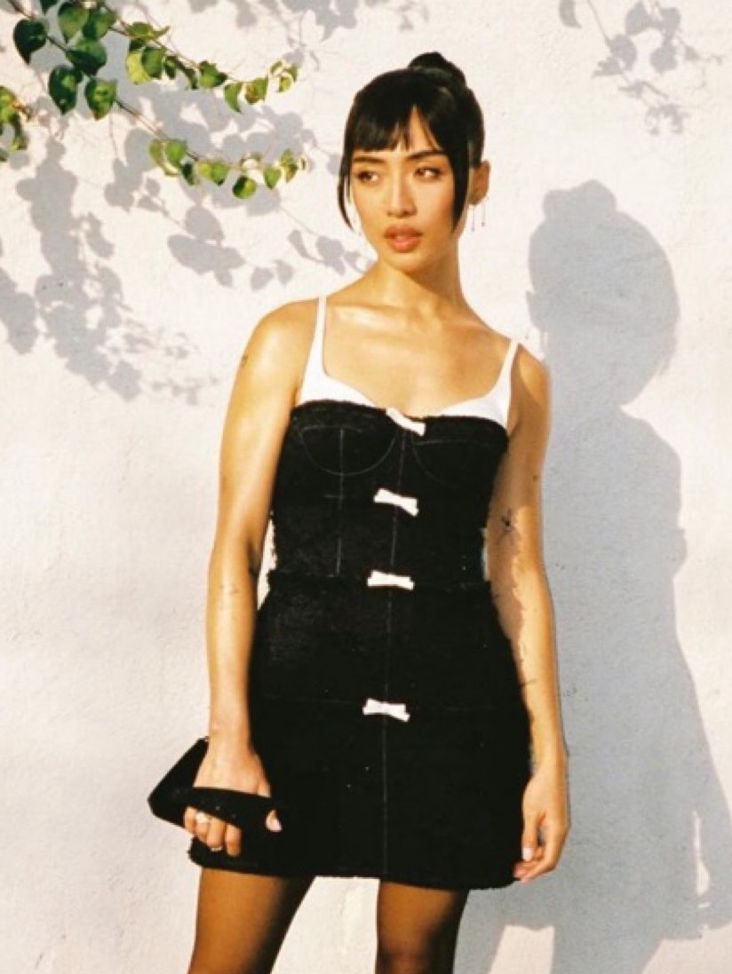 Black Bow Detail Mini Dress