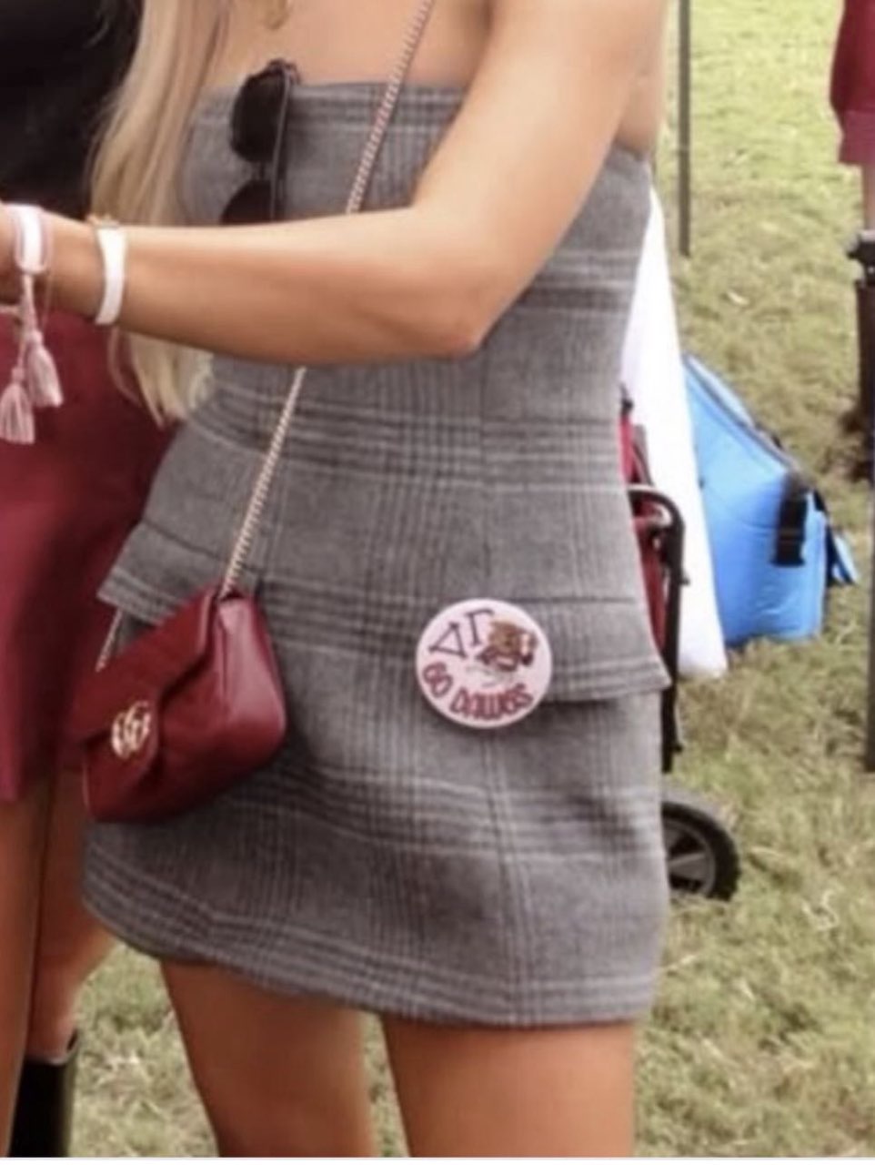 Gray Plaid Strapless Dress