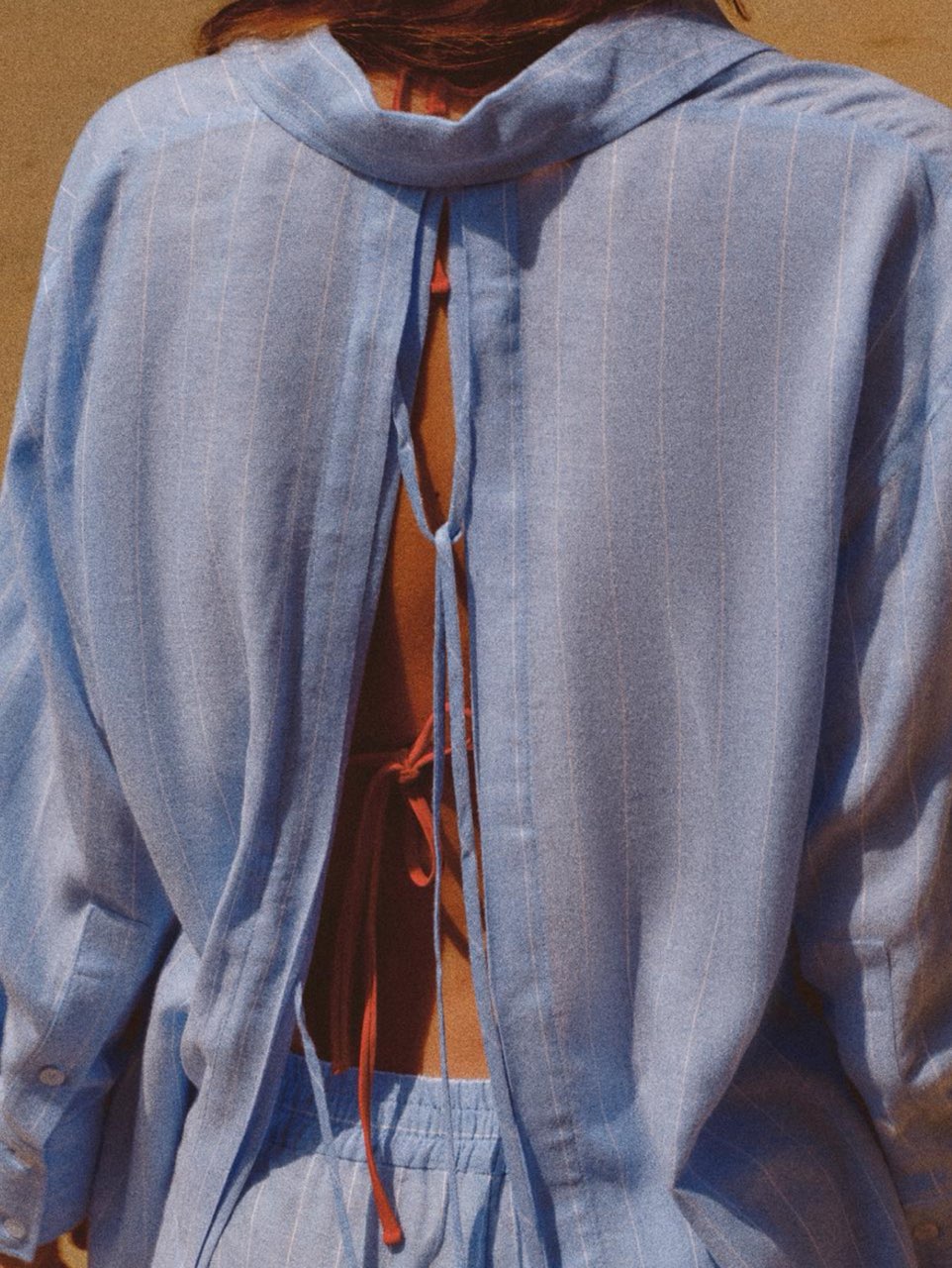 Light Blue Pinstripe Shirt and Shorts Set