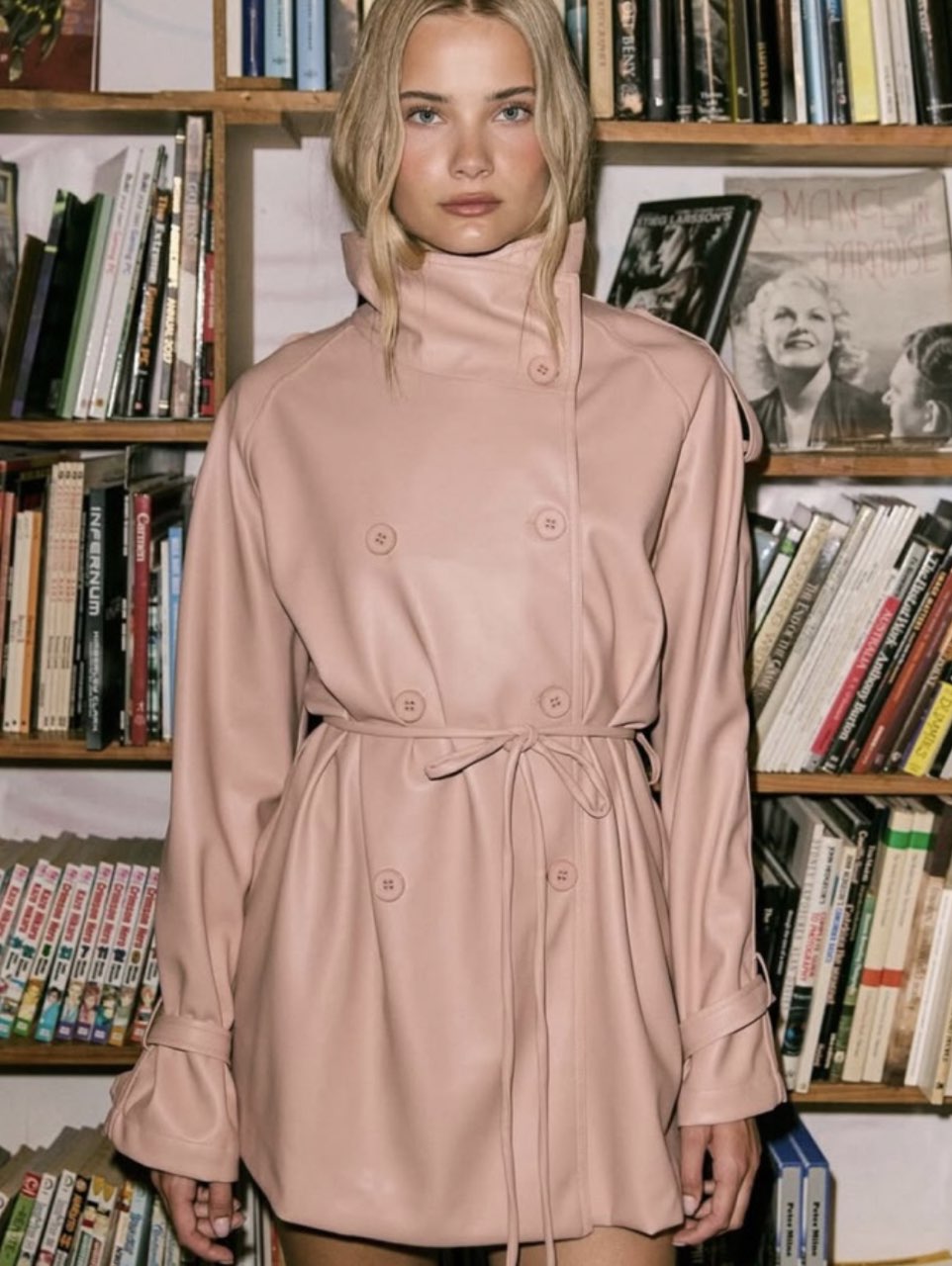 Blush Faux Leather Trench Dress