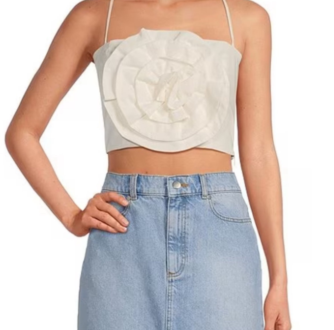 Samantha Cotton Blend Rosette Cream Floral Tank Top