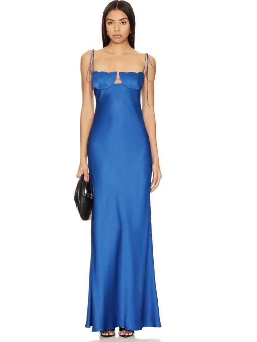 Cobalt Blue Satin Maxi Dress