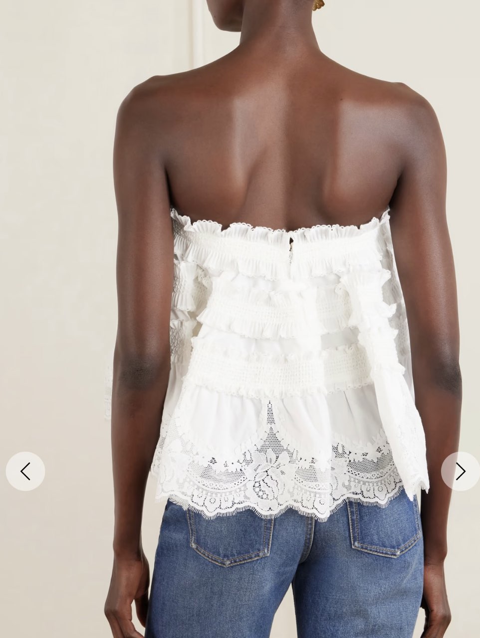 White Tiered Ruffle Strapless Top
