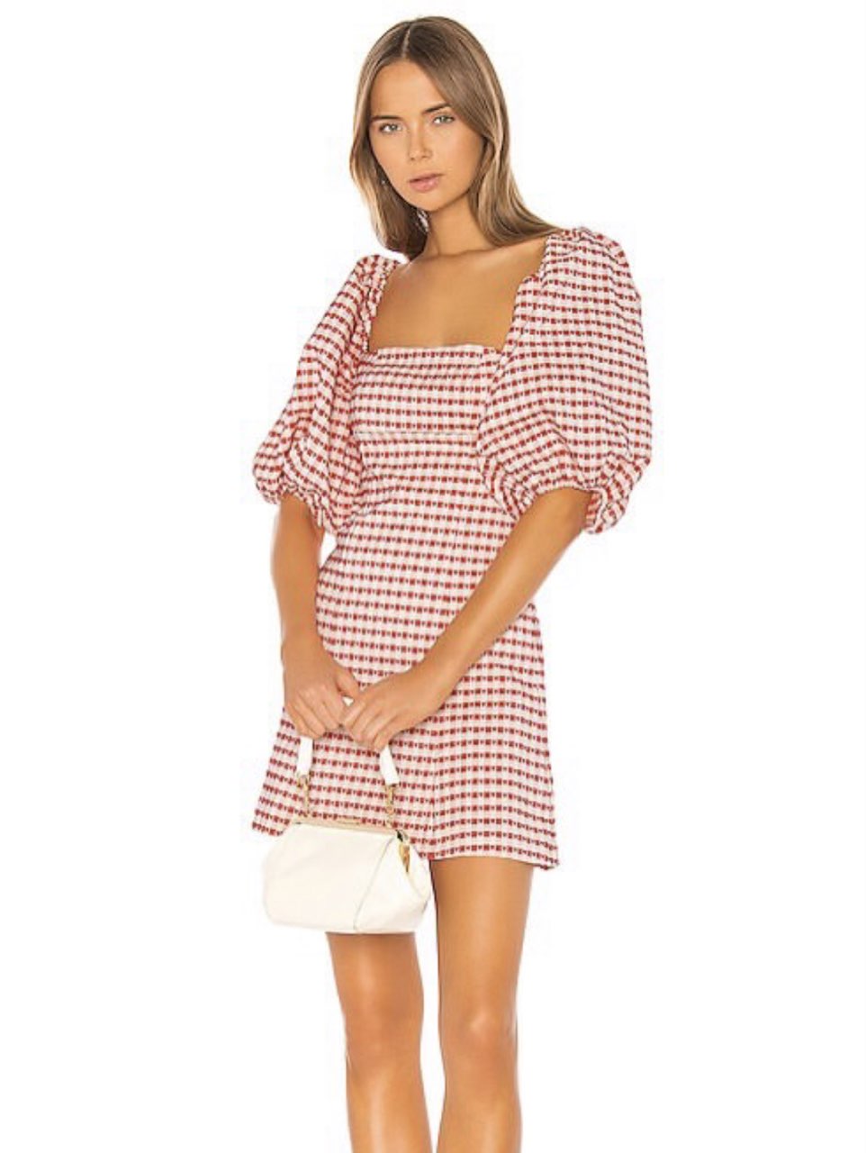 Gingham Puff Sleeve Mini Dress