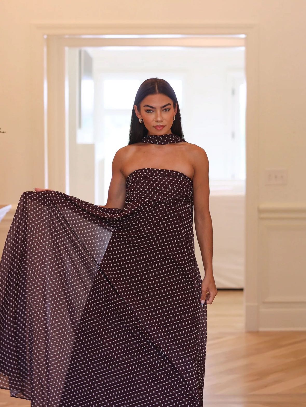 Brown Polkadot Maxi dress