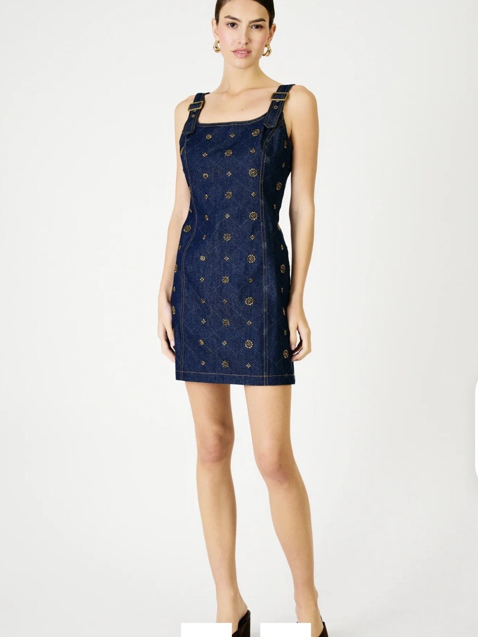 Embroidered Denim Mini Dress