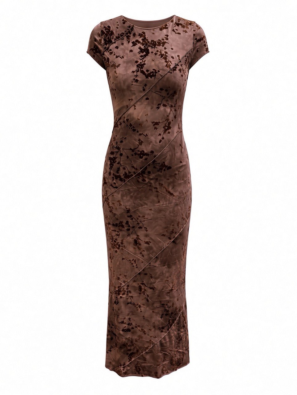 Brown Floral Midi Dress
