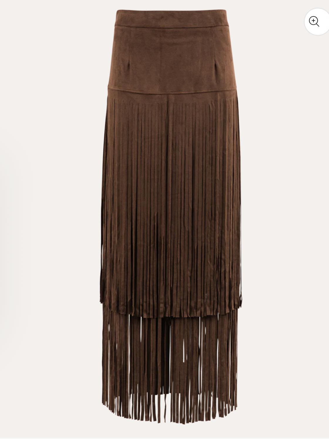 Faux Suede Long Fringe Skirt