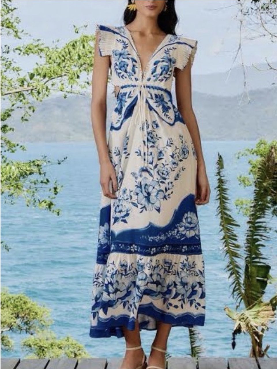 Blue/White Maxi Dress Farm Rio