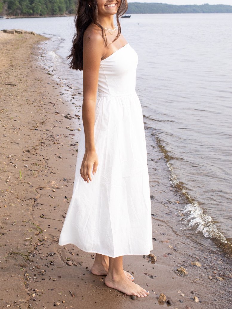 White Strapless Maxi Dress