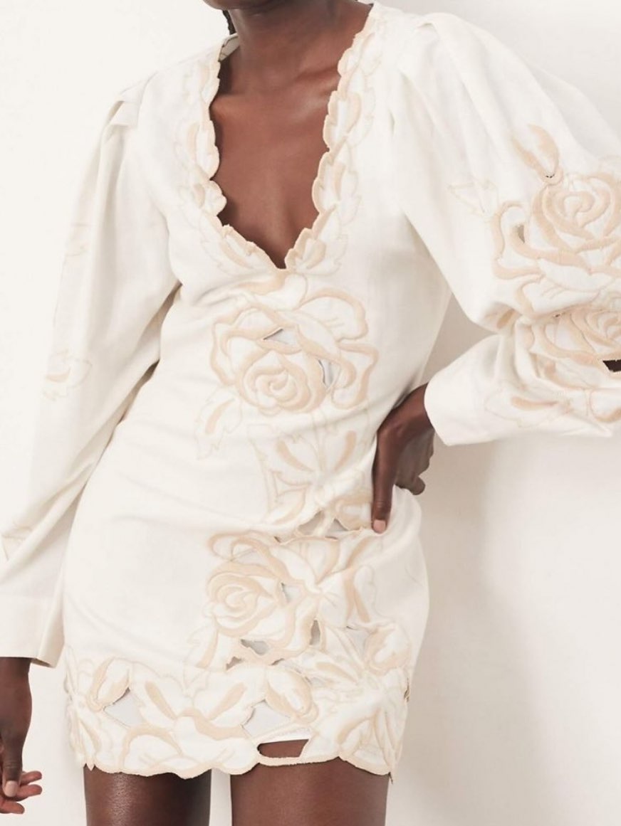 Floral Cutwork Volume Sleeve Dress