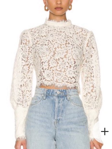 Ivory Lace Mock Neck Crop Top