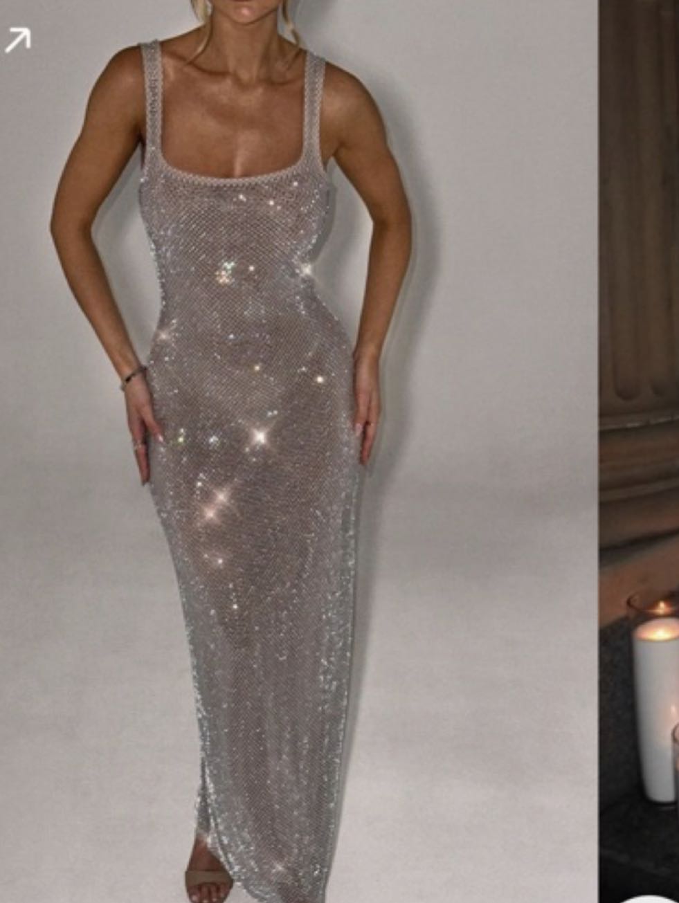 Silver Sequin Maxi Dress
