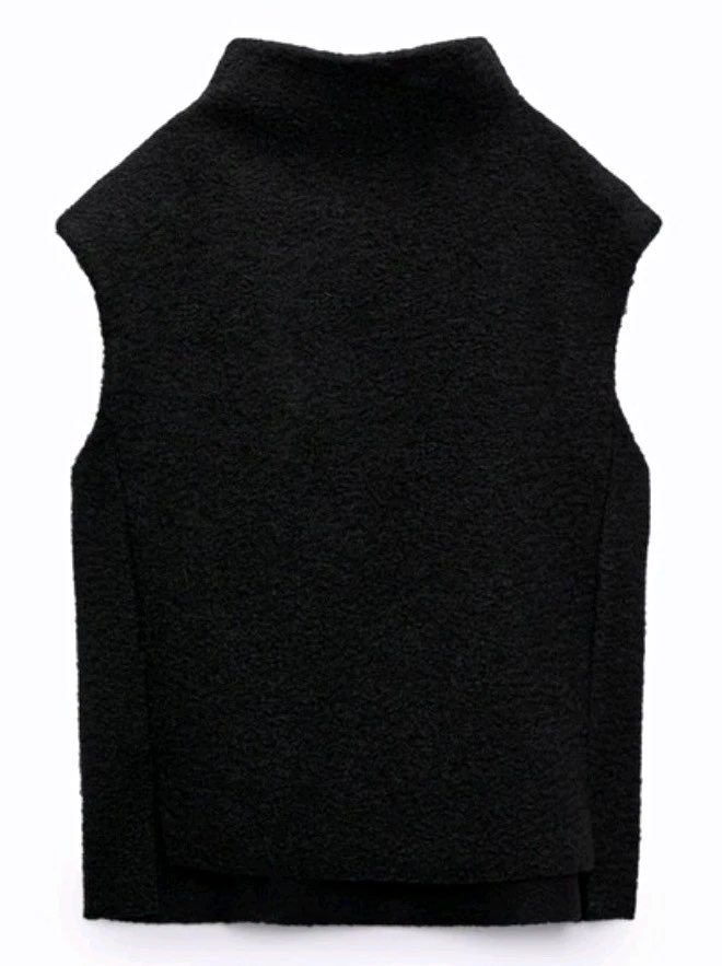 Black Fleece Turtleneck Sleeveless Sweater