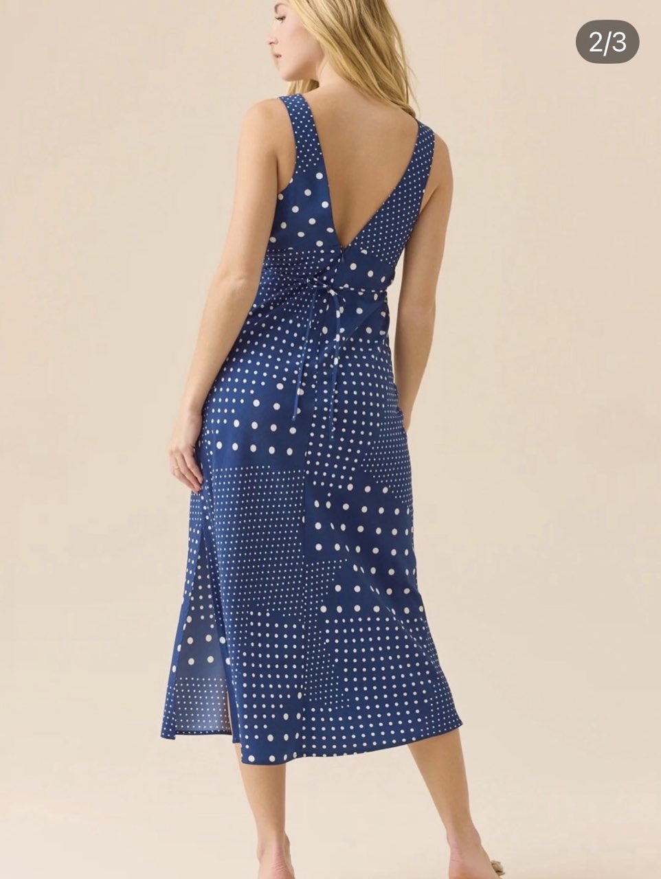 Long Navy Polka Dot Dress