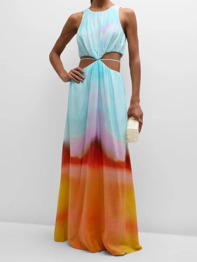Alfie Sunset-Print Cutout Maxi Dress