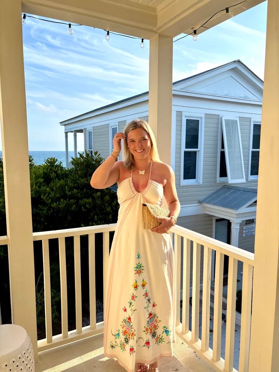 Embroidered Halter Maxi Dress