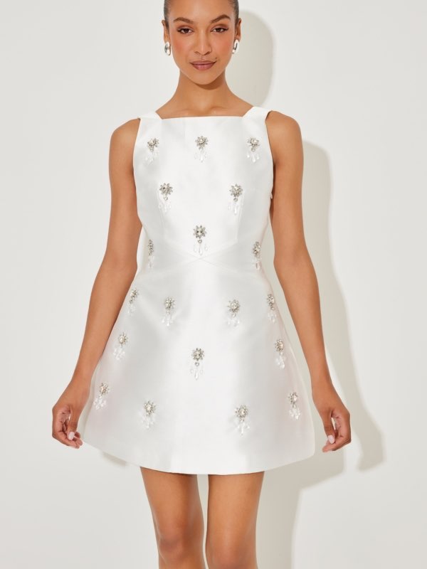 White Embellished Mini Dress