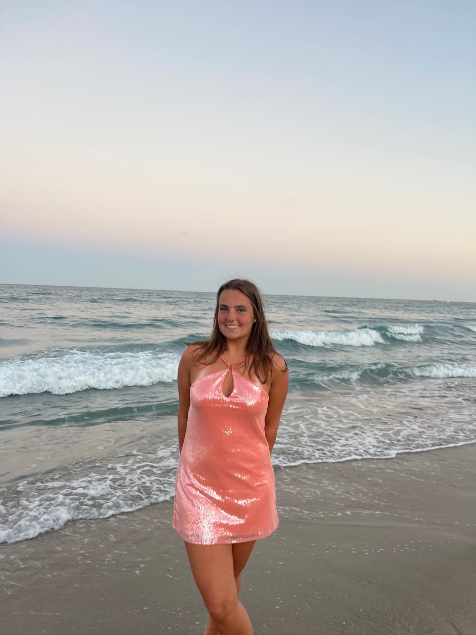 Coral Sequin Halter Mini Dress