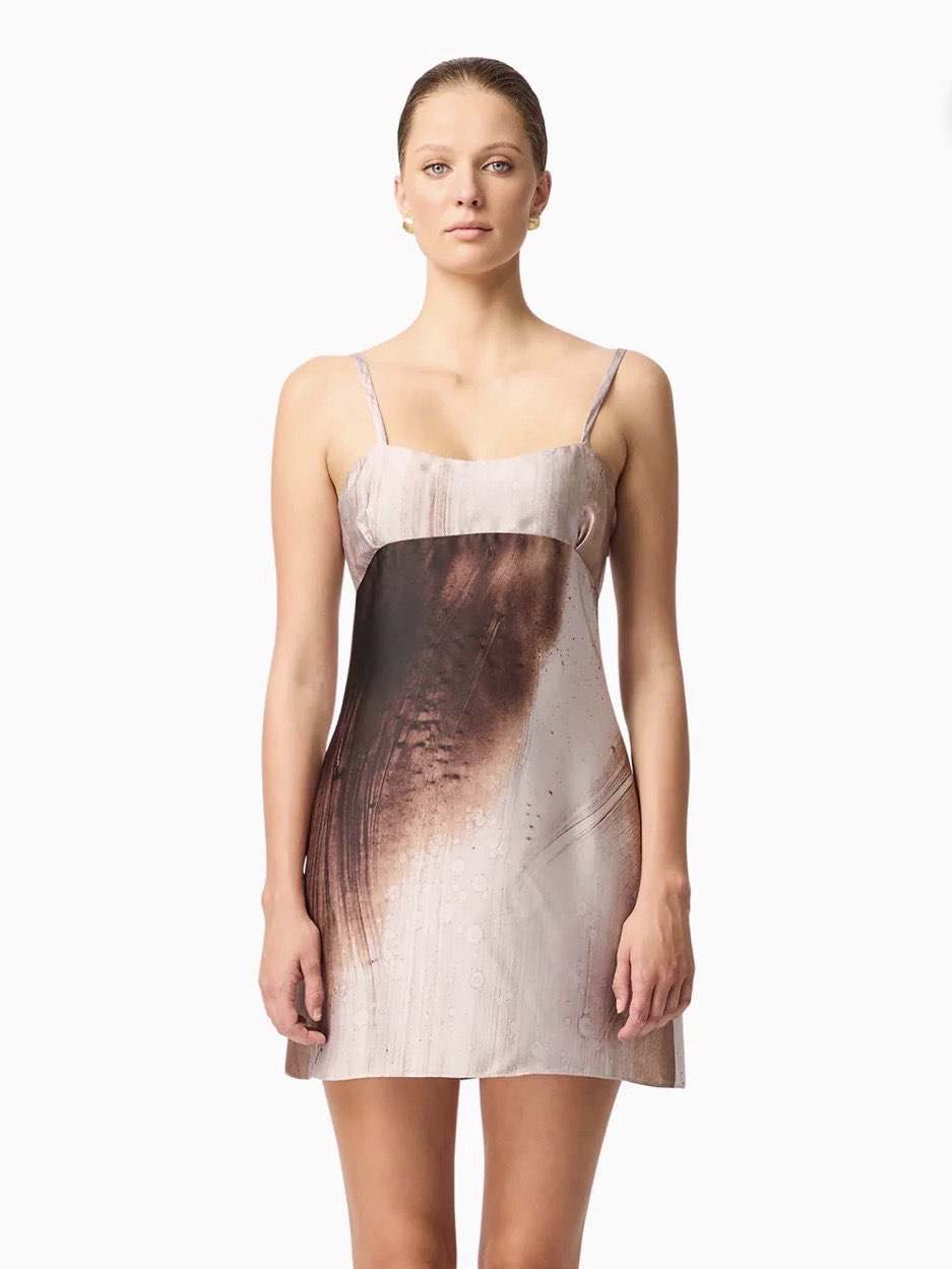 Oriellie Sleeveless Mini Dress in Brown