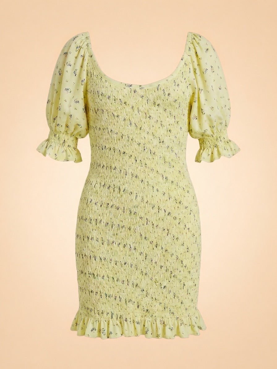 Floral Smocked Puff Sleeve Mini Dress