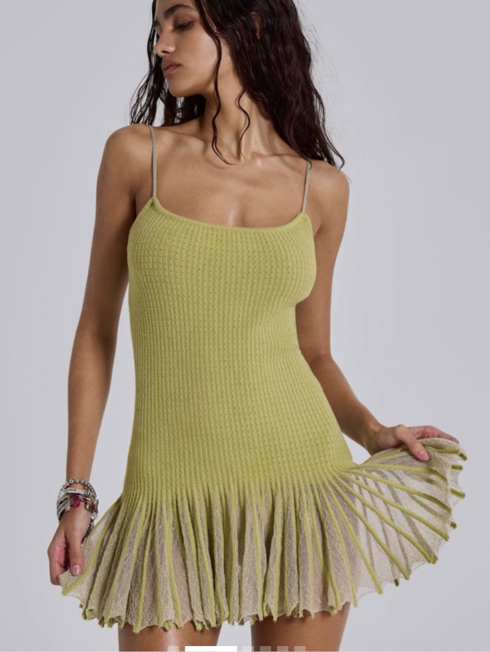 Green Knit Mini Dress