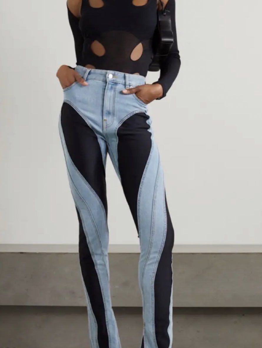 Mugler Two-Tone Spiral Panel Jeans