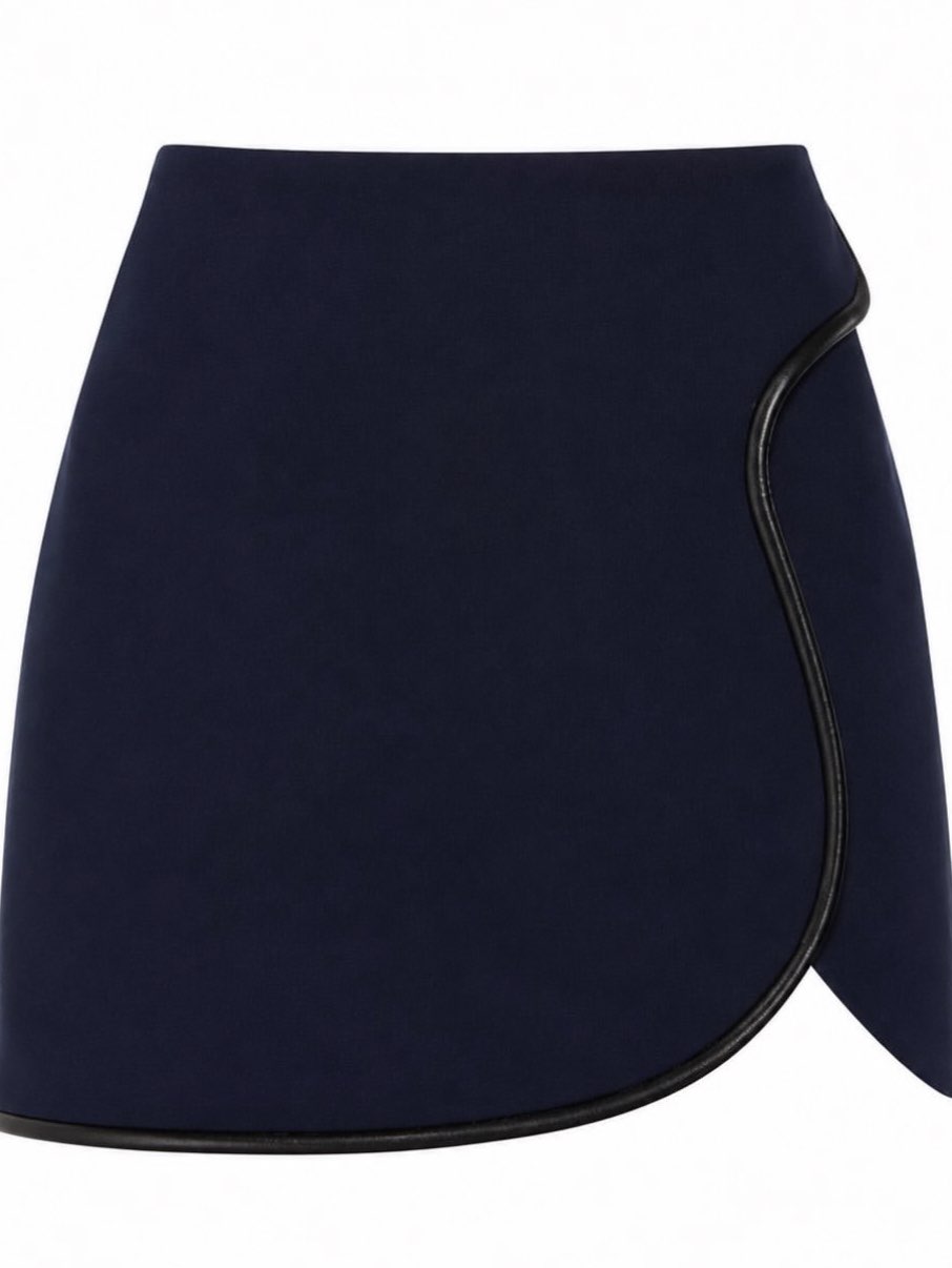 Navy Wrap Mini Skirt