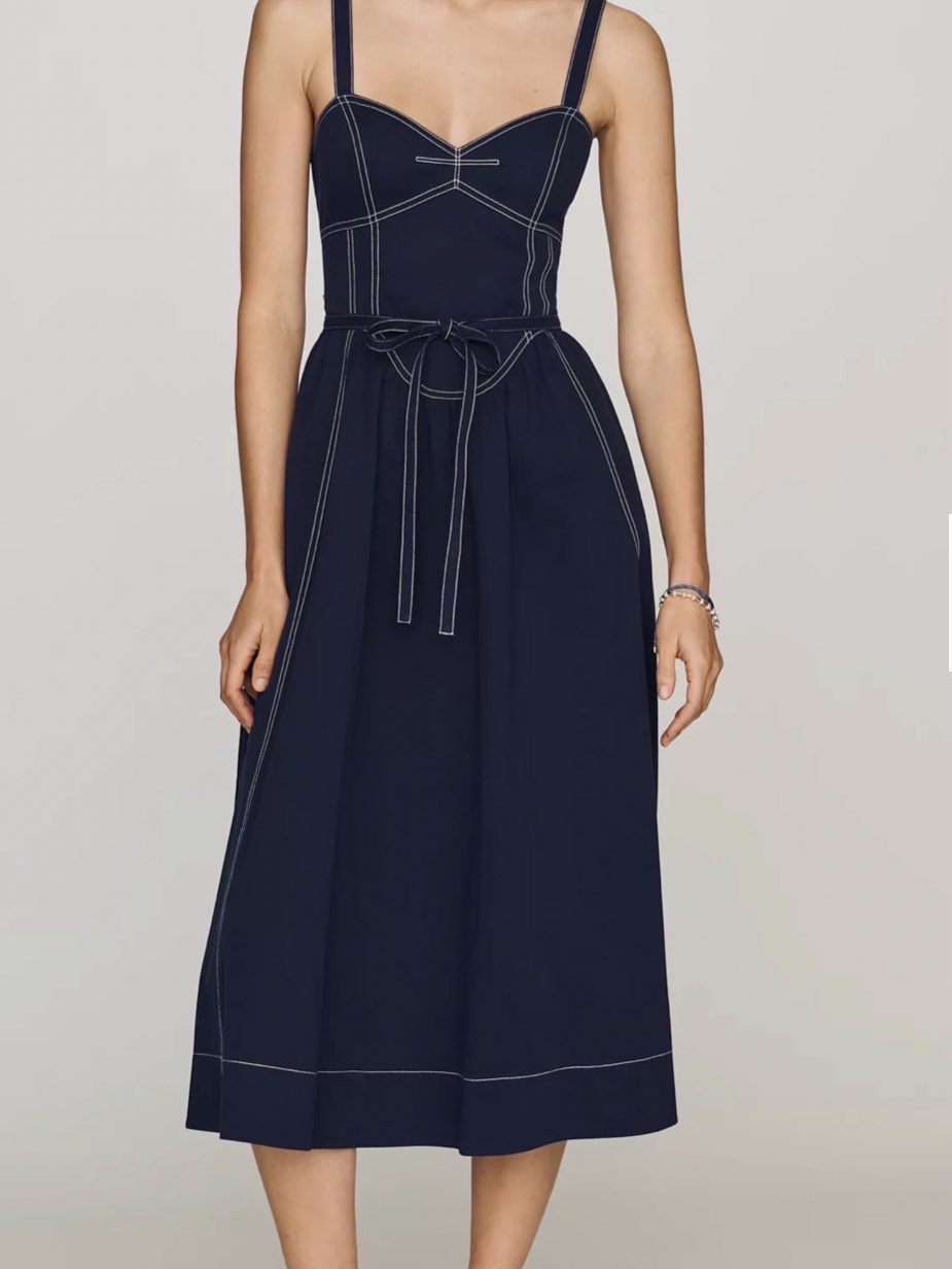 Cotton Seamed Midi Dress
