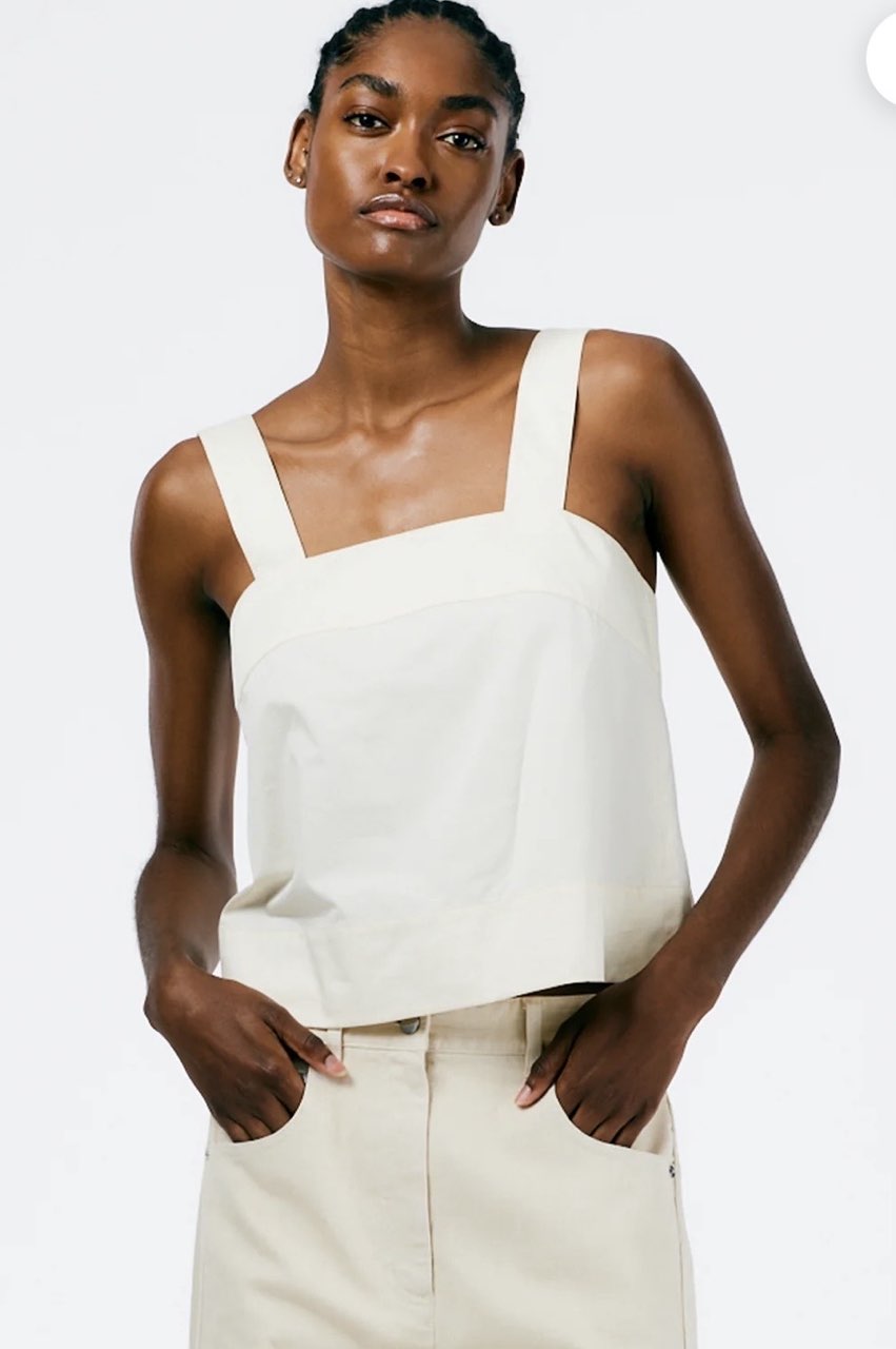 Cream Eco Poplin Strappy Top & Eco Poplin Lantern Skirt Set