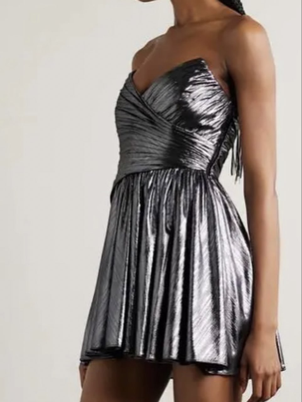 Metallic Pleated Mini Dress
