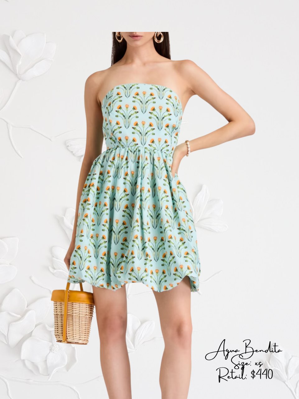 Agua Bendita Floral Strapless Mini Dress