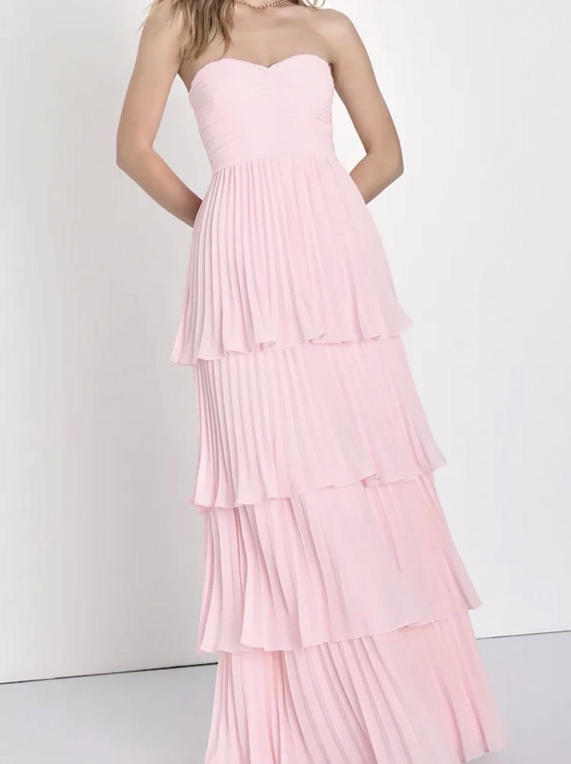 Strapless Pink Tiered Dress