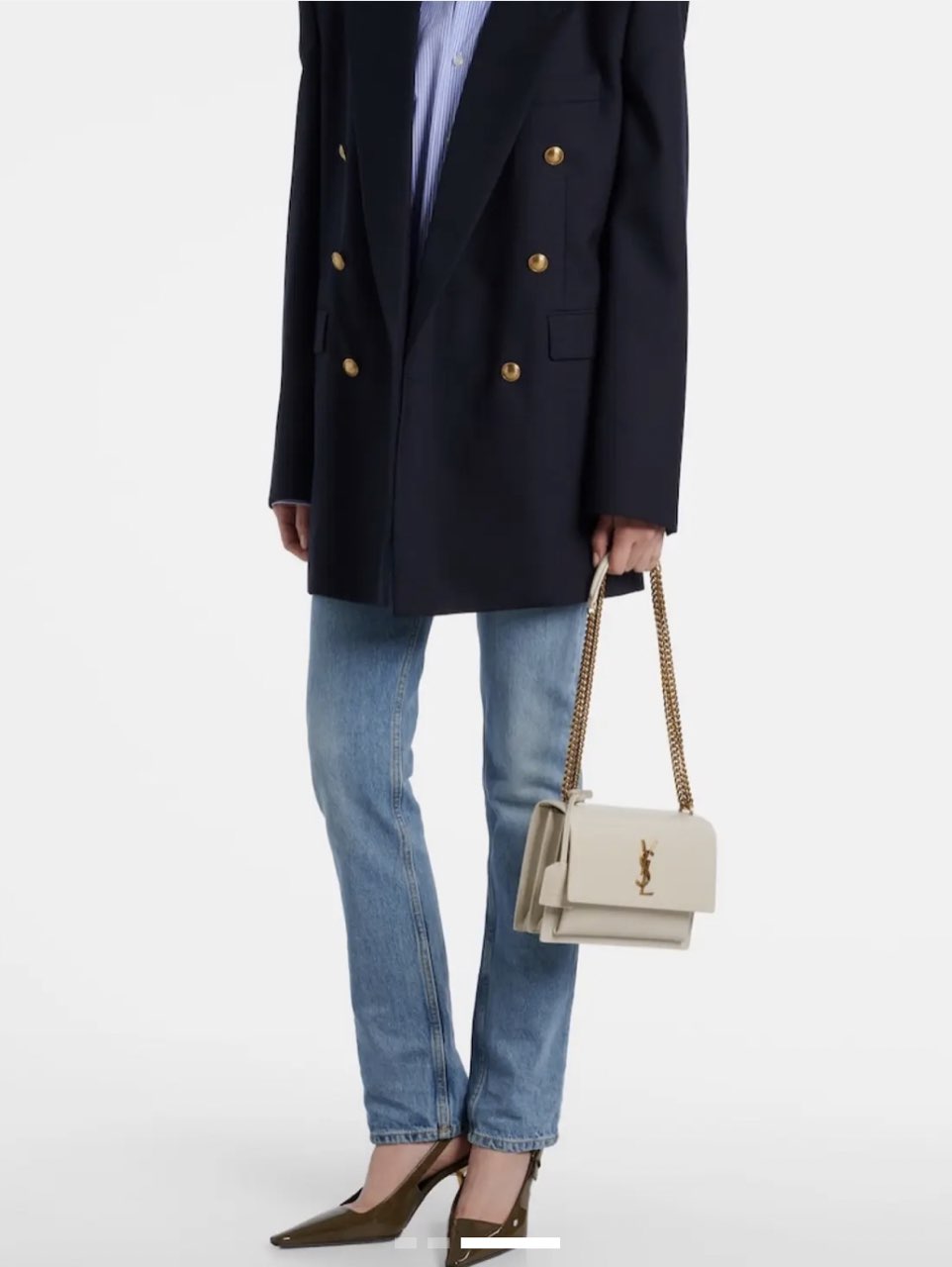 White Saint Laurent Solferino Small Satchel Bag