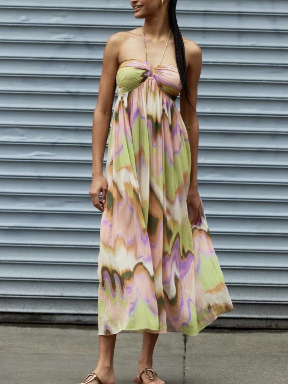Abstract Print Strapless Maxi Dress