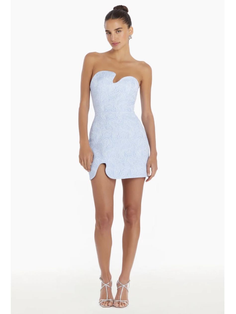 Amanda Uprichard strapless Puzzle mini dress in powder blue