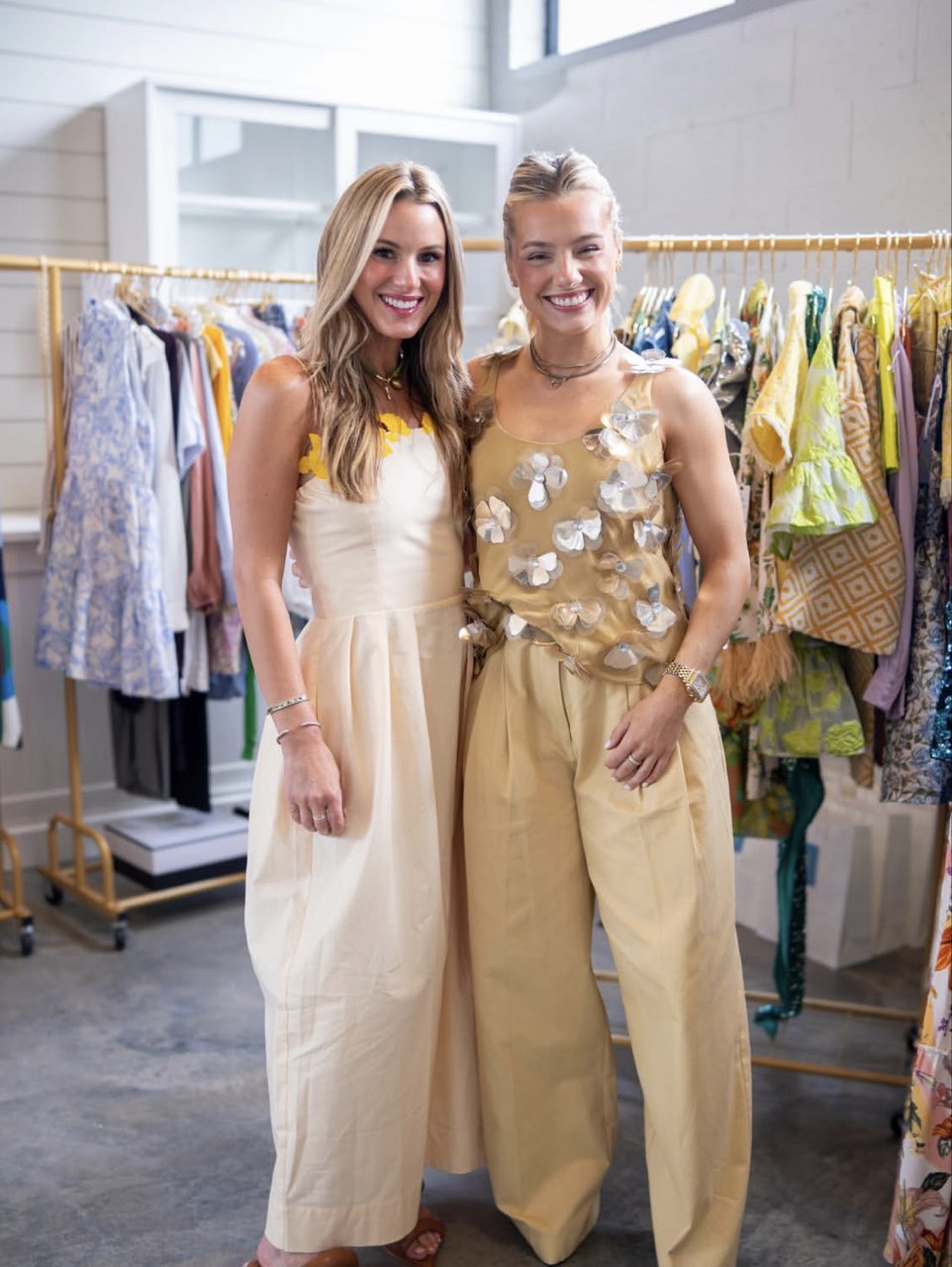 Yellow Floral Applique Midi Dress