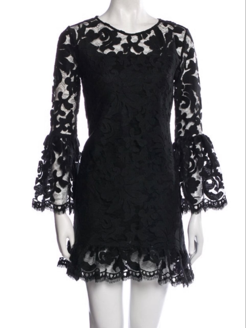 Black Lace Bell Sleeve Dress