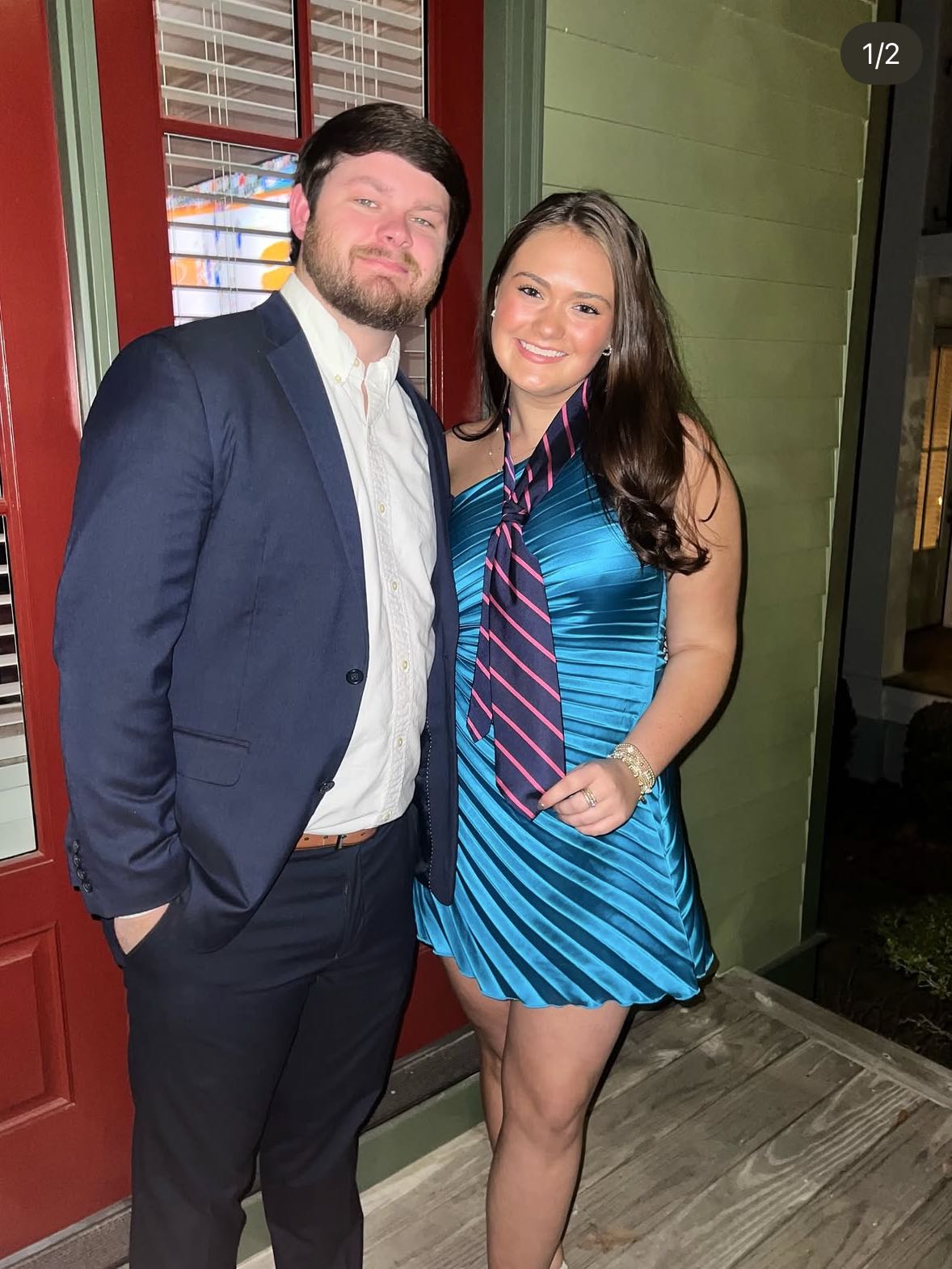 Blue one shoulder dress